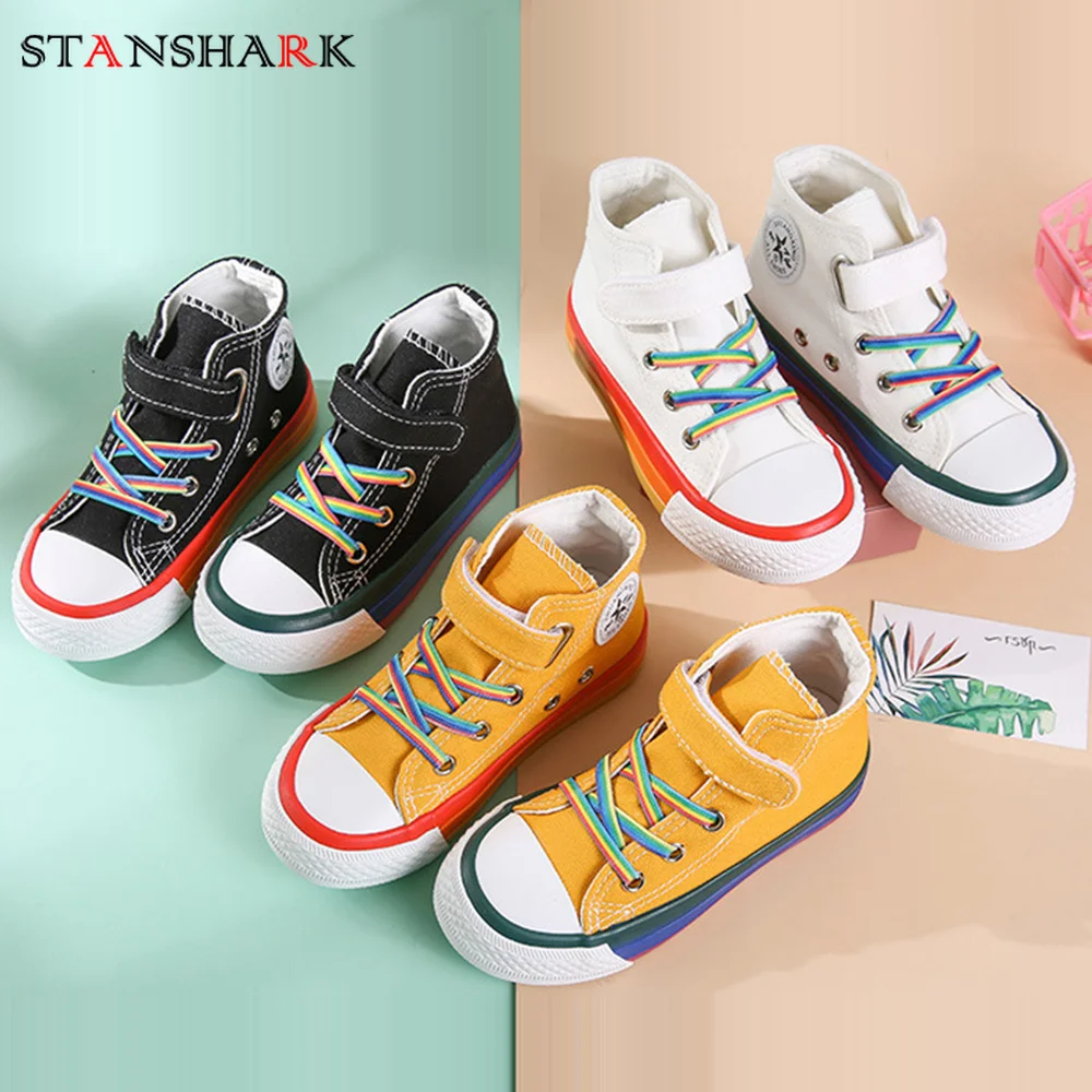 2020 Spring Autumn New Children Boys Girls Shoes Soft Bottom Breathable Walking Hight-top School Student Canvas Sneakers | Детская