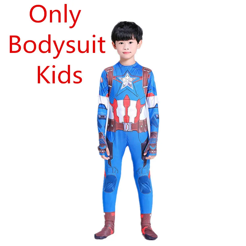Only Bodysuit Kids Завершающей Капитан Америка квантовой сфере Косплэй костюм Bodusuits автоматические сварочные маски щит костюм комбинезоны супергерой zentai для детей - Цвет: Only Bodysuit Kids
