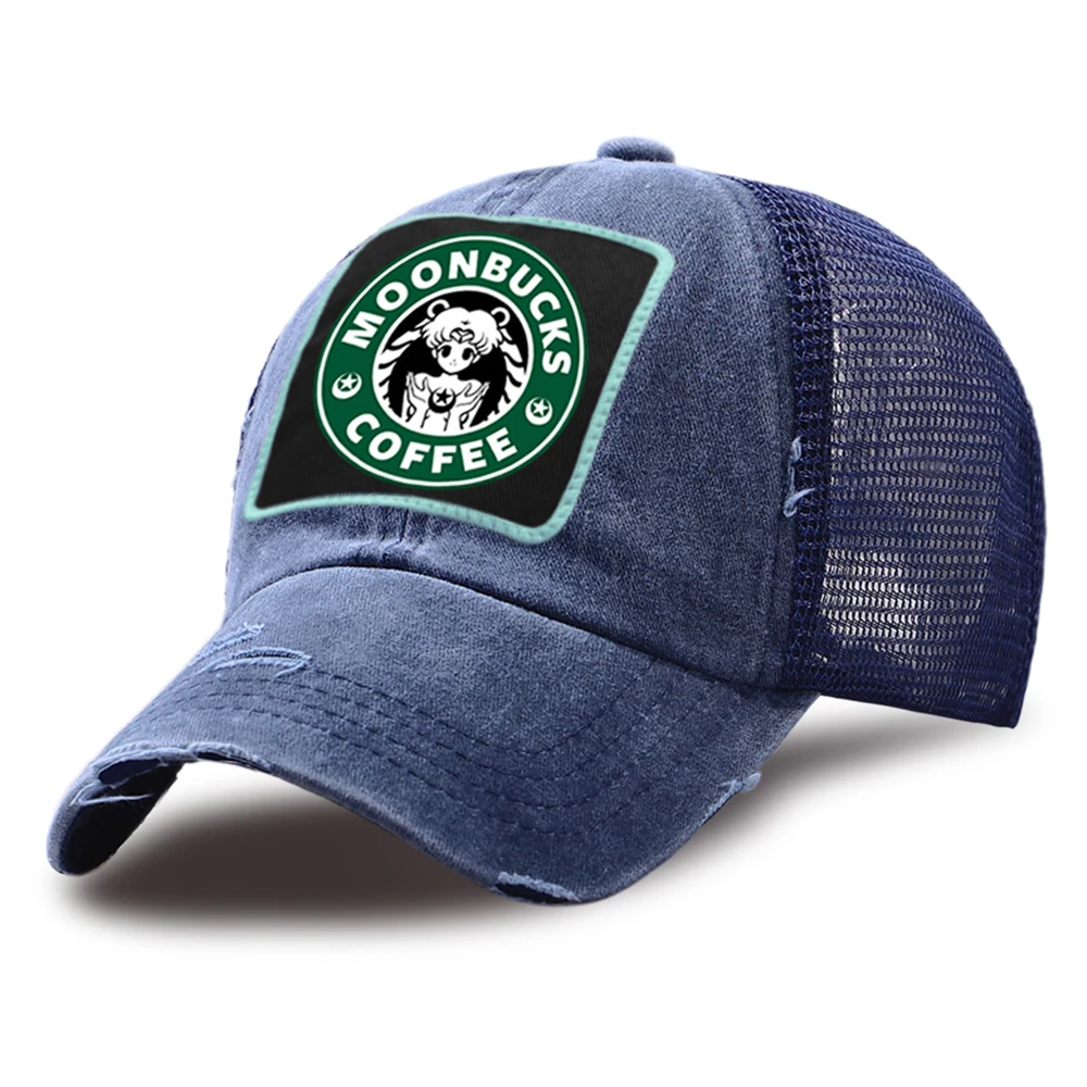 

Casual Moonbucks coffee Mesh Baseball Cap Anime Sailor Moon Coffee Baseball Caps Breathable Snapback Hat Outdoor Unisex Hats