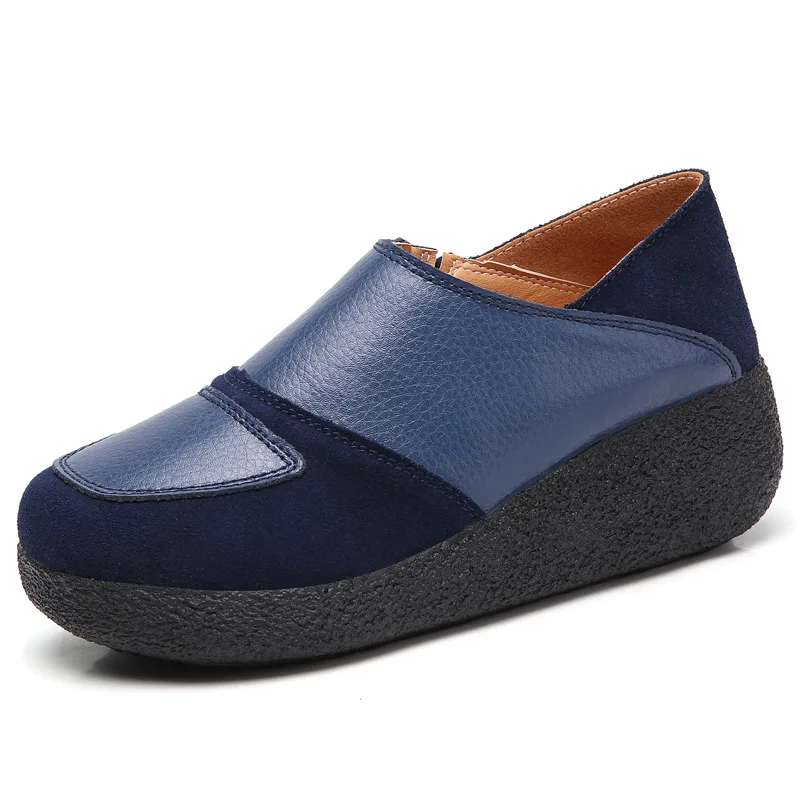 

2019 Spring And Autumn New Style Thick Bottomed Platform Shoes Large Size 42 Extra High Cowhide Casual Shoes