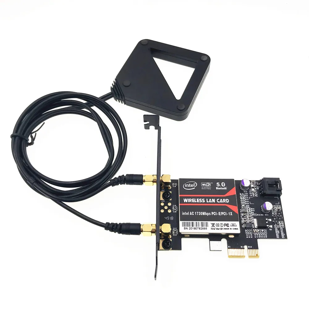 С внешней антенной Intel 9260 AC 9260AC 9260NGW MU-MIMO Bluetooth 5,0 PCI-E PCIe 1x X1 настольная карта - Цвет: With Black antenna