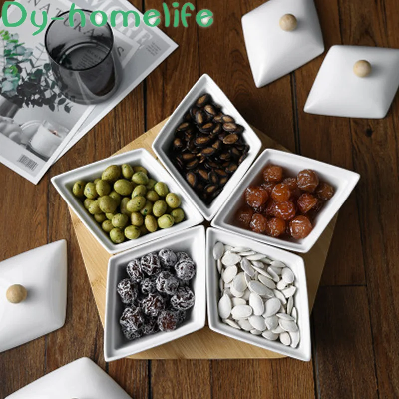 

Northern European Creative Star-shaped White Gridded Ceramic Fruit Plate Family Containing Bone Porcelain Dried Fruit Snack Tray