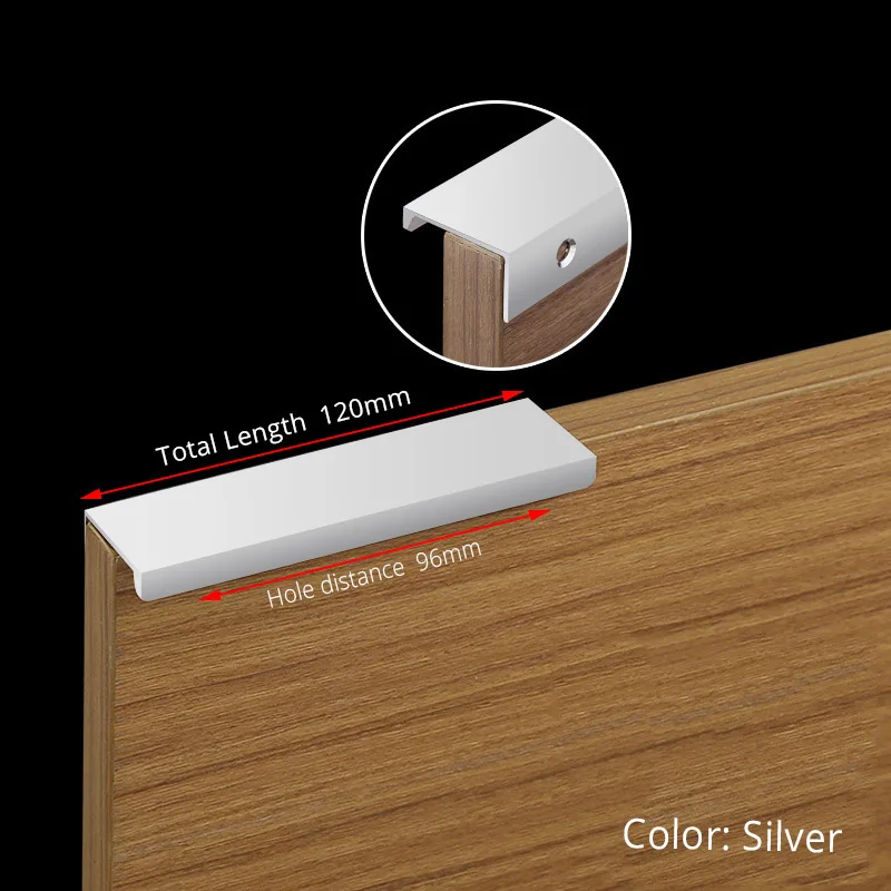 Sleek Black Aluminum Alloy Cabinet Handles for Kitchens and Furniture