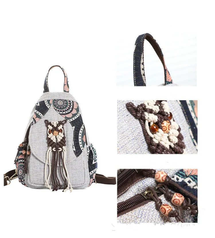 New national string appliques women shopping backpacks!Nice Striped embossing lady multi-use backrack All-match canvas backruck
