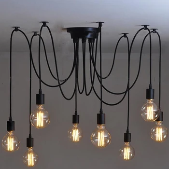 

Vintage Nordic Spider Pendant Lamp Multiple Adjustable Retro Pendant Lights Loft D08F