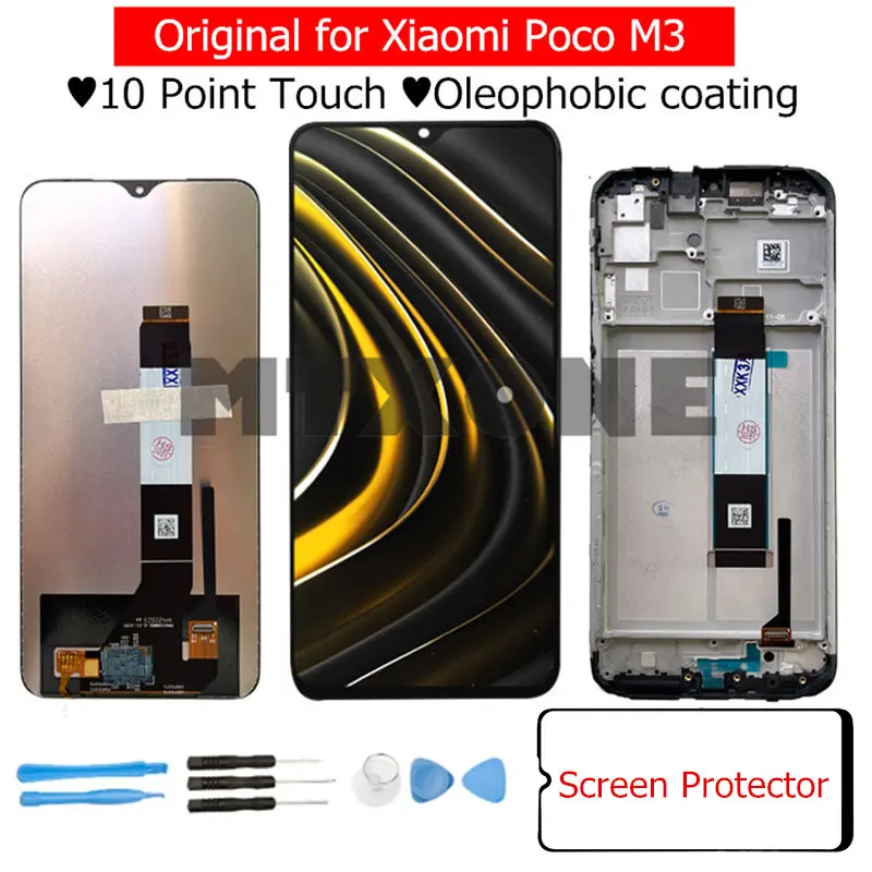 Дисплей с рамкой для Xiaomi Poco M3 ЖК-дисплей сенсорным экраном и дигитайзером в сборе