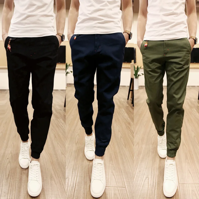 

Summer New Style Korean-style Slim Fit Pants Capri Pants Button Medium Waist Large Size Harem Beam Leg Fashion Men's Trousers Ho