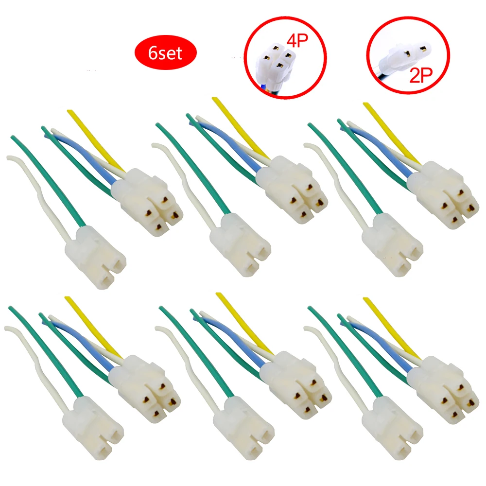 xy018-6pcs 4+ 2 Pin 4 тактный CDI зажигание мотоцикла Электрический кабель жгут проводов заглушка для 50CC 150CC GY6 скутер мопед ATV катушка на ходу K - Цвет: xy018-6pcs