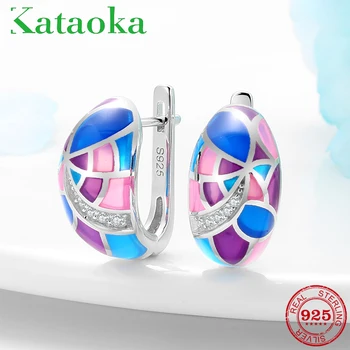 

2020 fine Jewelry 100% 925 Sterling Silver Earrings for Women Gift DIY Colorful Enamel studs Earrings Beautiful Party