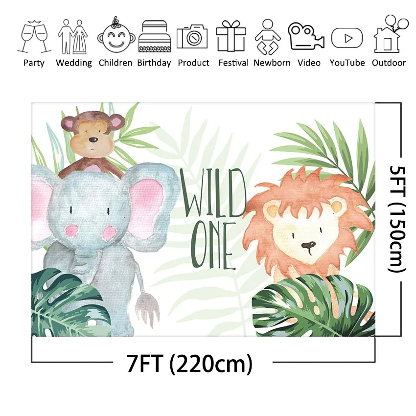 MEHOFOTO Wild One фон джунгли сафари День Рождения фотография фон 1-й День рождения животное слон лев ребенок душ фоны