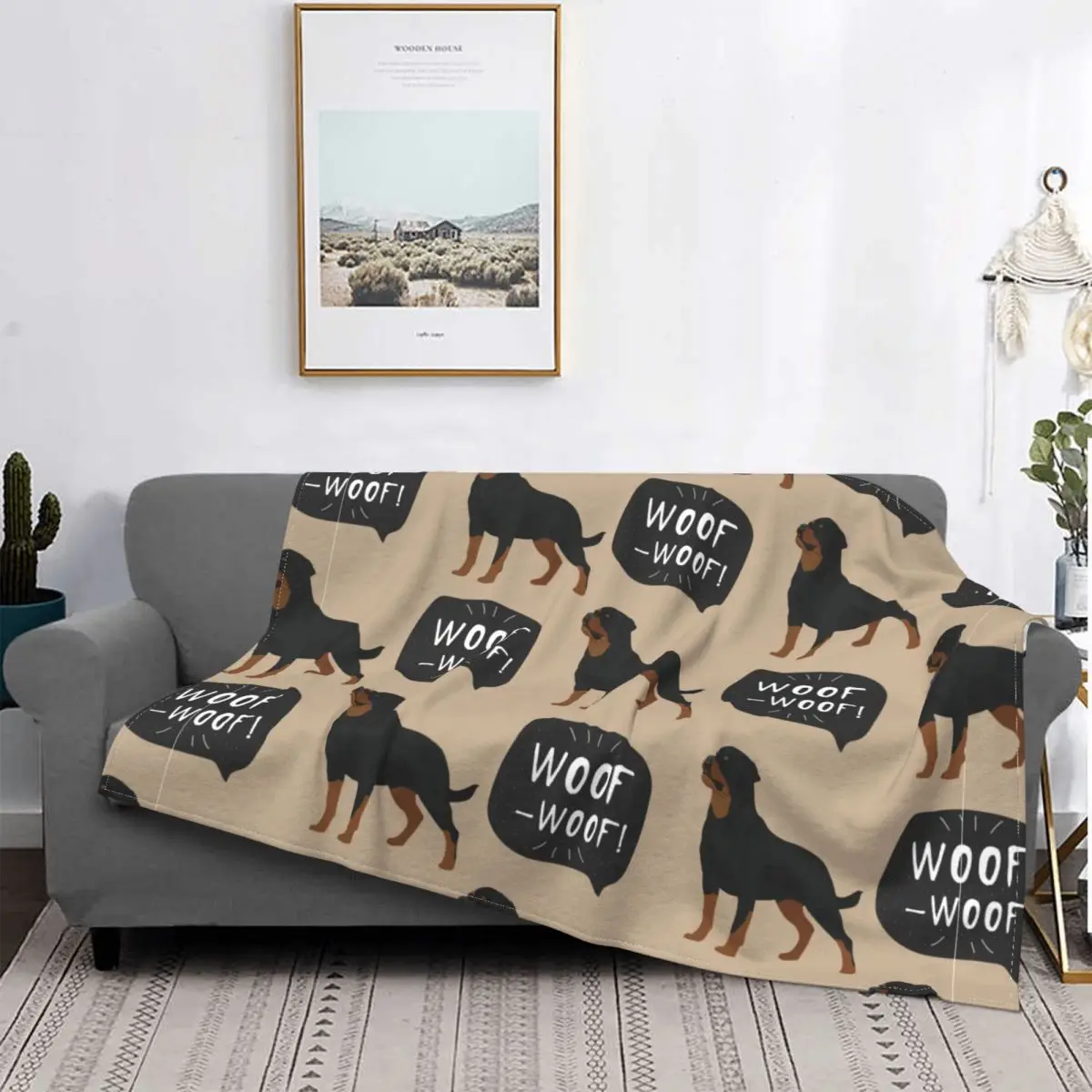 

Dog Rottweiler Blankets Flannel Summer Gift for Animal Dogs Lover Lightweight Throw Blanket for Bed Couch Plush Thin Quilt