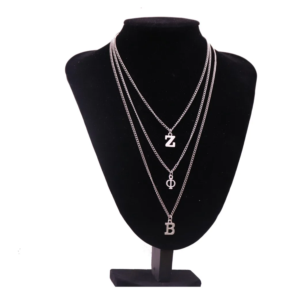 

Custom Design Metal Alloy Greek Letters Zeta Phi Beta Statement Necklaces Multi Lines Sorority Jewelry