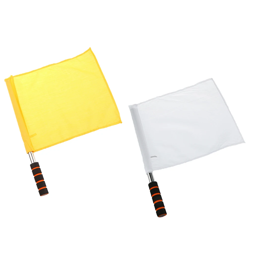 2 Pieces Portable Durable Sports Football Soccer Hockey Rugby Linesman Referee Flags Equipment 37 x 32.7 cm