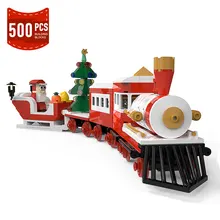 

MOC Technical City Christmas Train Building Block Set Railway Station Track Toys Bricks Model Santa Decorative Toys for Children