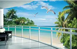 На заказ любой размер Настенные обои балкон 3D вид на море гостиная фон настенная живопись Домашний Декор Гостиная настенное покрытие