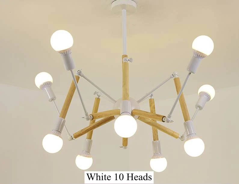 White 10 Heads LukLoy современная деревянная Люстра потолочная лампа для дайвинга в спальню креативный паук кулон Chandleir Led приспособления для подвесных светильников - Цвет абажура: White 10 Heads