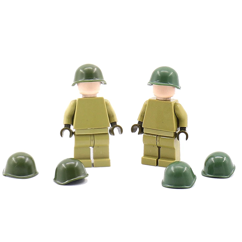 

WW2 Military Soviet Army Soldier Figures Helmet Building Blocks toy Russia Military Helmet fittings MOC Blocks toys For Children