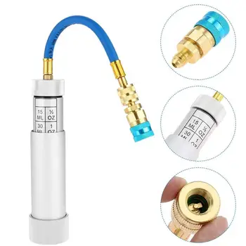 

1pcs Car A/C Oil Dye Injector R134A 2 OZ Hand Turn Pump Oil Injection Car Oil Coolant Filler Tube Tool