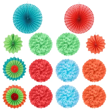 

TOYMYTOY 14pcs Tissue Paper Pompoms Paper Balls for Balcony Garden Shopping Mall