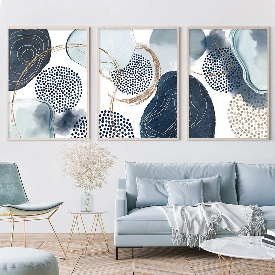 

Modern Abstract Canvas Wall Art Geomertric Posters and Prints 3 Pieces Pictures for Home Design Frameless Paintings