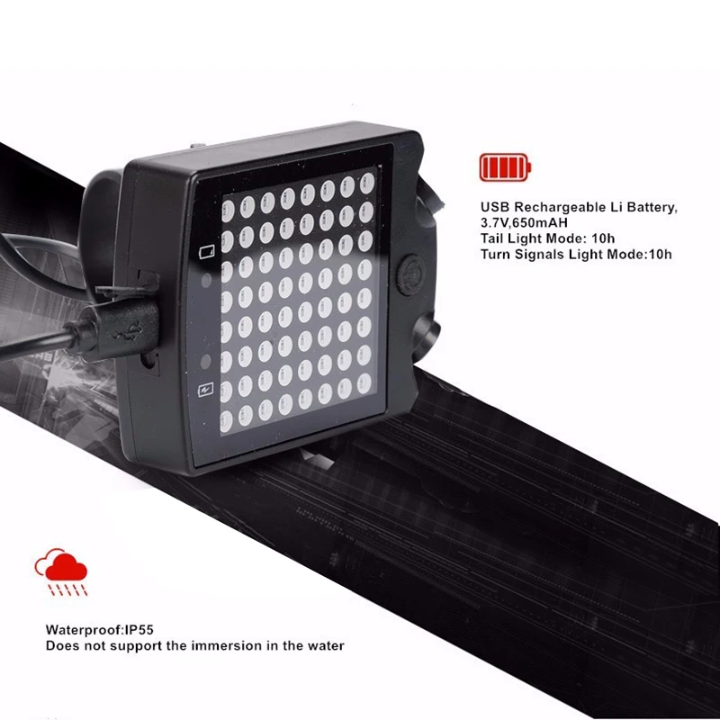 Leadbike Wireless Remote 64 Led Bicycle Rear Tail Light Cycling Warning Turn Signals Light