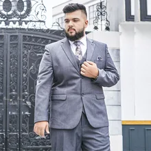 Mens Slim Fit Suits Business Formal Work Three Piece Set Blazer Waistcoat Pant Men Blue Grey Groom Wedding Suit Plus Size 9XL