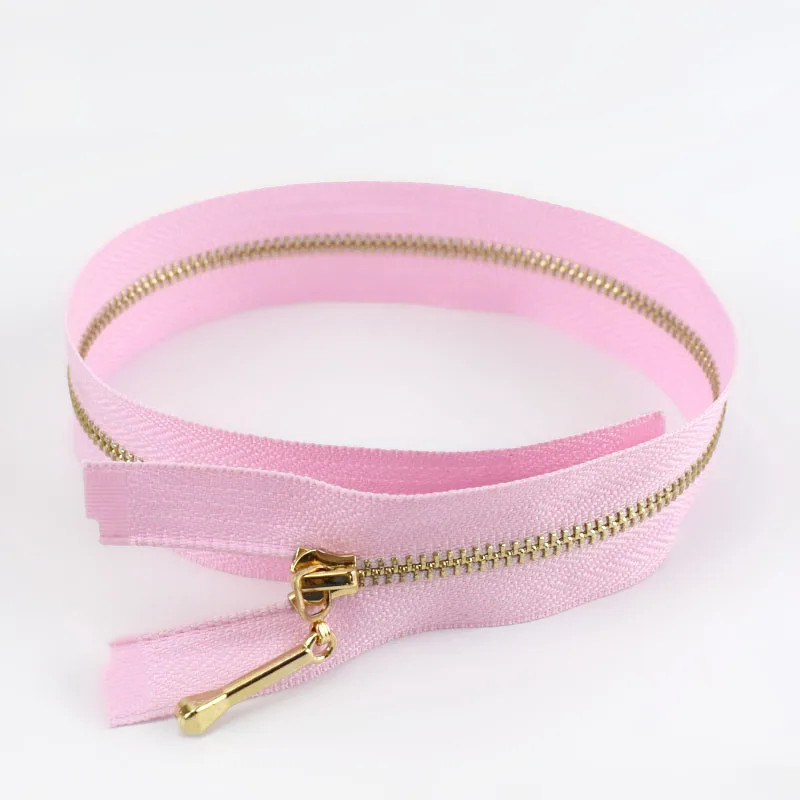 2/5pcs Meetee 40-70CM 3# Open-End Auto Lock Metal Zippers for Sewing Clothes Bags Purse Shoes Craft Accessories Supplies ZA046 - Цвет: Розовый