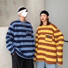 2019 fall winter New Arrival Gingham Long sleeve Loose Vogue All-match t shirt minimalist long sleeve t shirt men fishing shirt