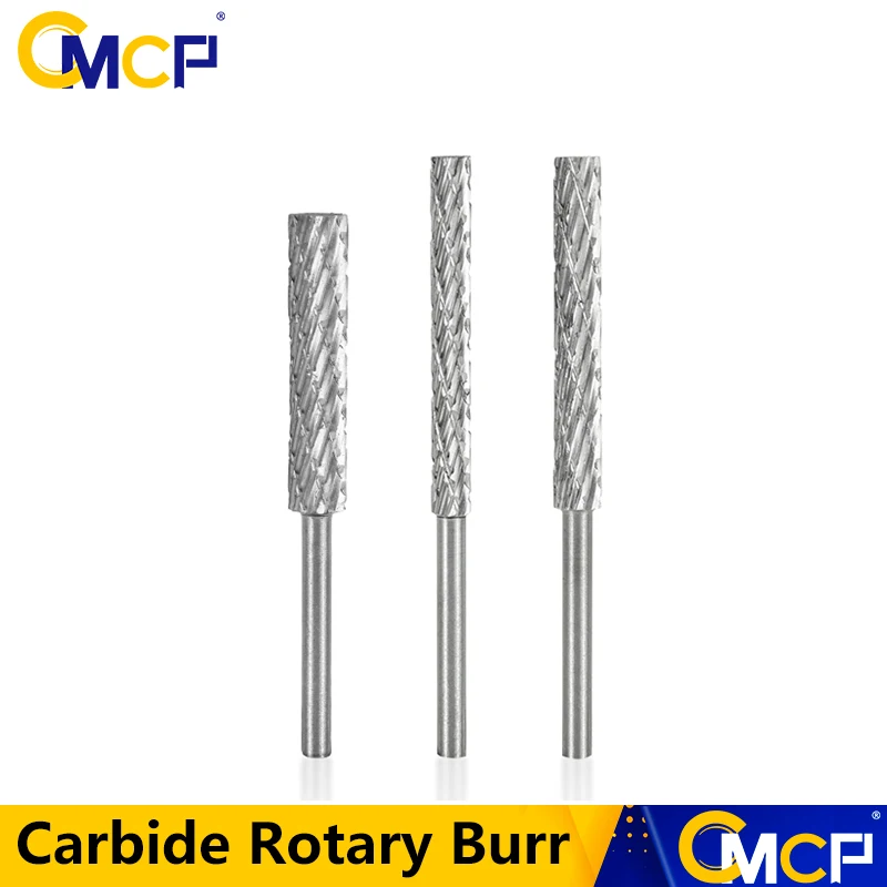 

CMCP High Speed Steel Rotary File 3mm 4mm 5mm 6mm Double Cut Rotary Burr Drill Bit 3mm Shank Grinding Head Engraving Cutter