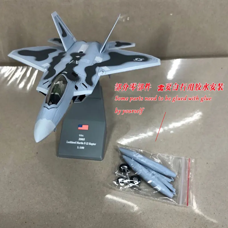 Amer военная модель 1: 100 Американский F22 Raptor стелс истребитель модель самолета из сплава игрушка