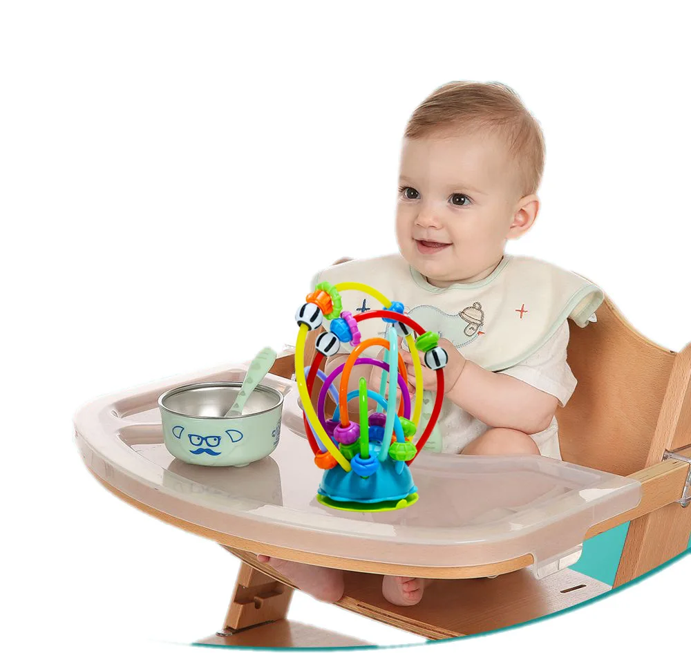 

Colorful Bead-stringing Toy Table Sucker Toy Baby Pacify Toy Dining Chair Silica Gel Rattle Rattling Beads Color Ring Toy