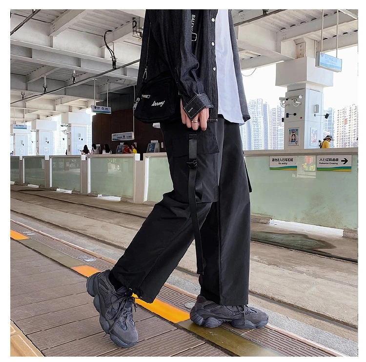 KAPMENTS Oversized Men Casual Pockets Cargo Harem Pants 2022 Overalls Mens Kpop Streetwear Joggers Pants Male Ribbons Trousers sweatpants