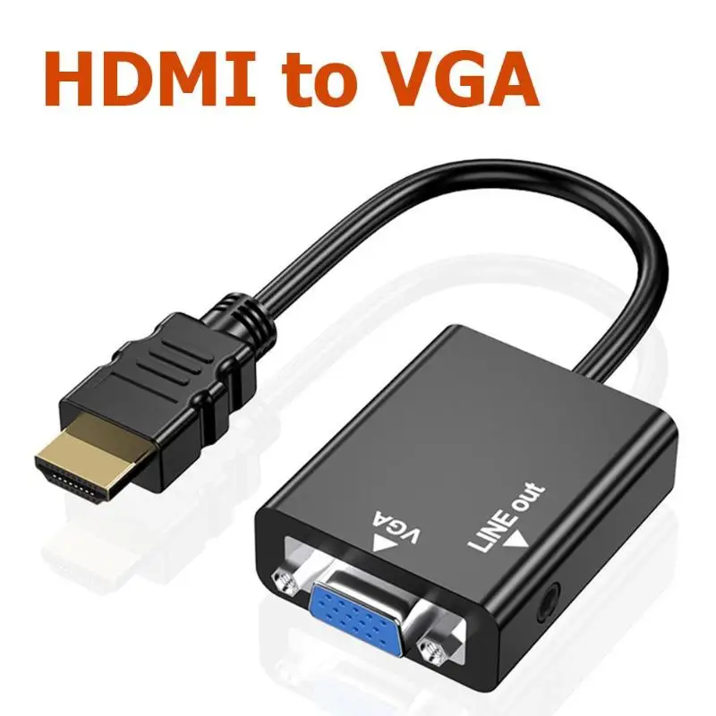 Горячая аудио кабель-адаптер износостойкий HW-2201 HDMI к VGA конвертер HD аудио кабель-адаптер Поддержка 3,5 мм аудио выход