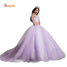 Лавандовые фиолетовые тюлевые Бальные платья милое платье с открытыми плечами и блестящим бисером милое 16 платьев бальное платье вечернее платье D1376