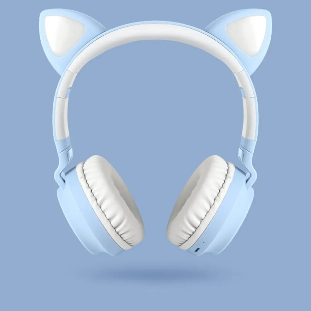Cute Cat Ear Headset Wireless Headset Headphones 5 0 Bass Foldable Stereo Headphones Gaming Headphones For Cell Phone