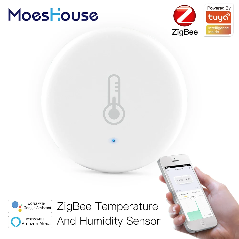 Best Tuya Smart ZigBee Smart Temperature And Humidity Sensor Battery Powered Security With Tuya Smart Life App Alexa Google Home