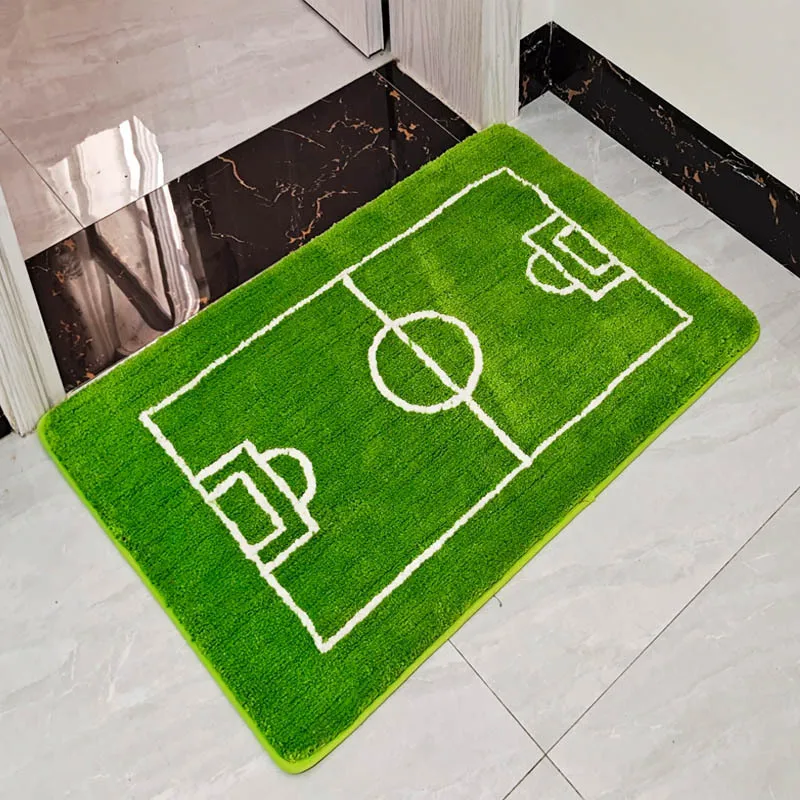 

Rectangle Anti-skid Entry Doormat Bedroom Football Field Ground Pattern Floor Mat Pad Kitchen Bathroom Living Room Door Rug