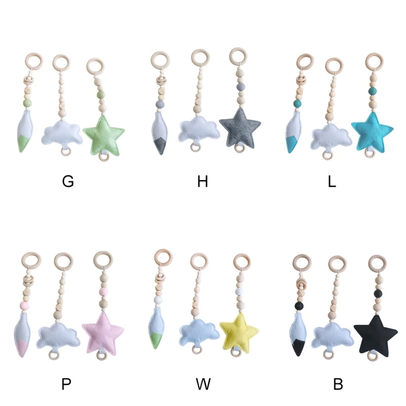 Nordic Felt Handmade Cloud Cactus Kids Room Wall Home Decor Ornament Hanging Nursery Room Wood Beads Hanging Accessories