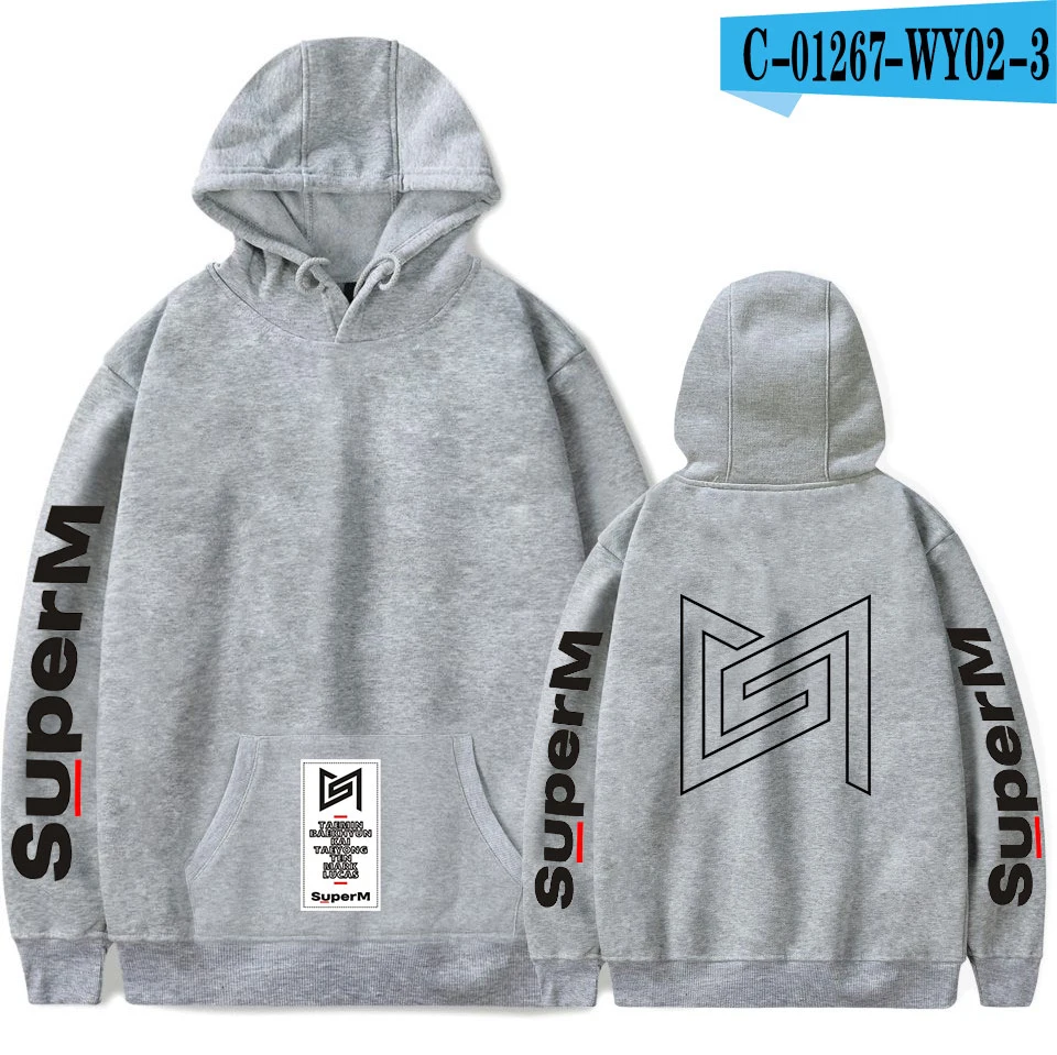 SuperM, Молодежные Толстовки, спортивная одежда, модная женская толстовка, Осень-зима, для мальчиков и девочек, пуловер, черный, с буквенным принтом, стиль Харадзюку - Цвет: As picture