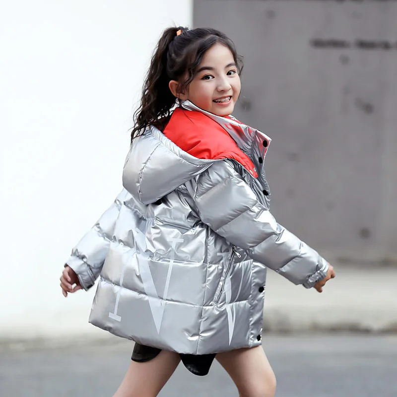 

Hot 2019 Girl Winter Down Warm Jacket Children Winter Jacke Bright Color Waterproof Kids Long Coat Boys Winter Thick Outerwear