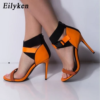 

Eilyken Fashion High heels Women Sandals Ankle-Wrap Sexy Open-toed Shoes Cross-Strap Zipper Sandals Ladies Shoes