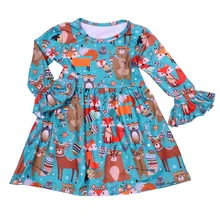 Весеннее детское дизайнерское платье для девочек; школьное платье с животным дизайном для маленьких девочек; вечерние платья с оборками из молочного шелка