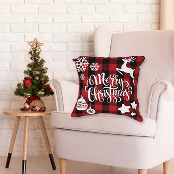 

Reusable Christmas Throw Pillowcase Linen Cartoon Sofa Cushion Cover Bed Ornaments Decorative Pillowslips No Liner