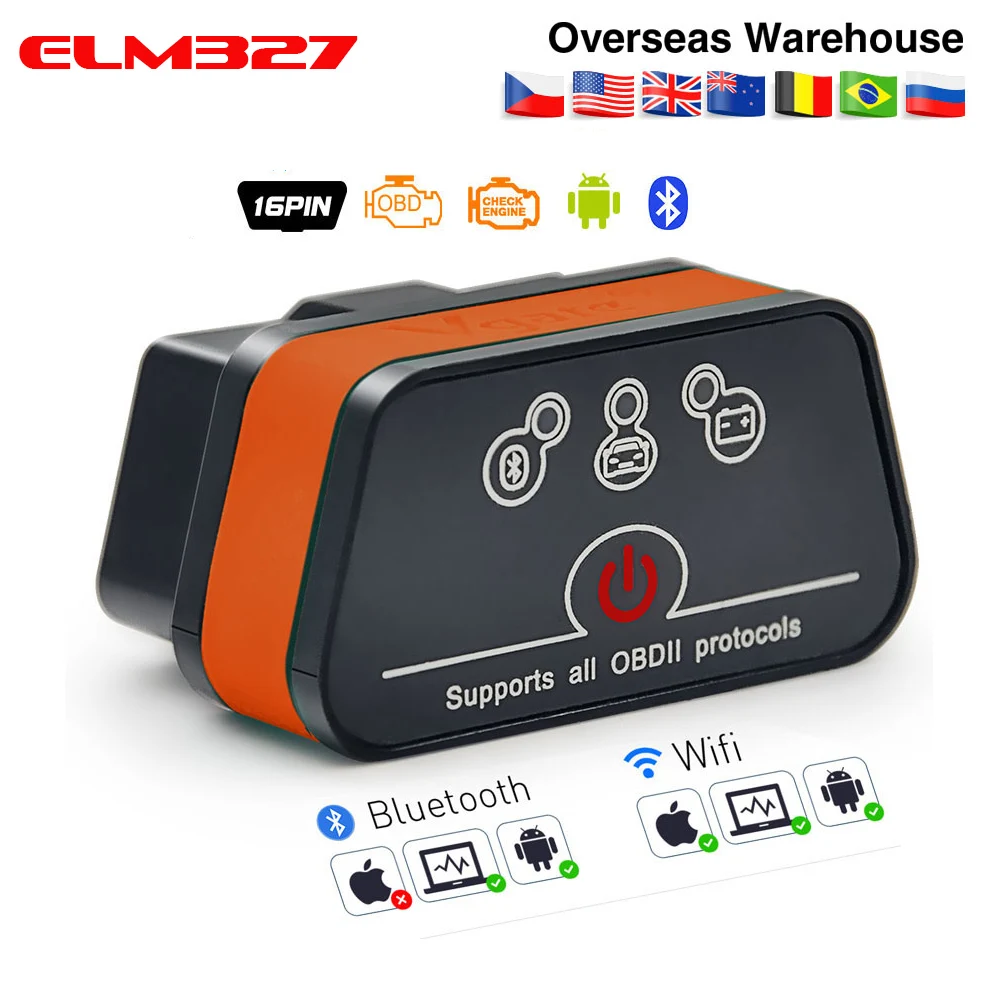 Vgate iCar2 ELM327 Wifi/Bluetooth OBD2 Diagnostic Tool for IOS iPhone/Android/PC icar 2 Bluetooth wifi ELM 327 OBDII Code Reader |