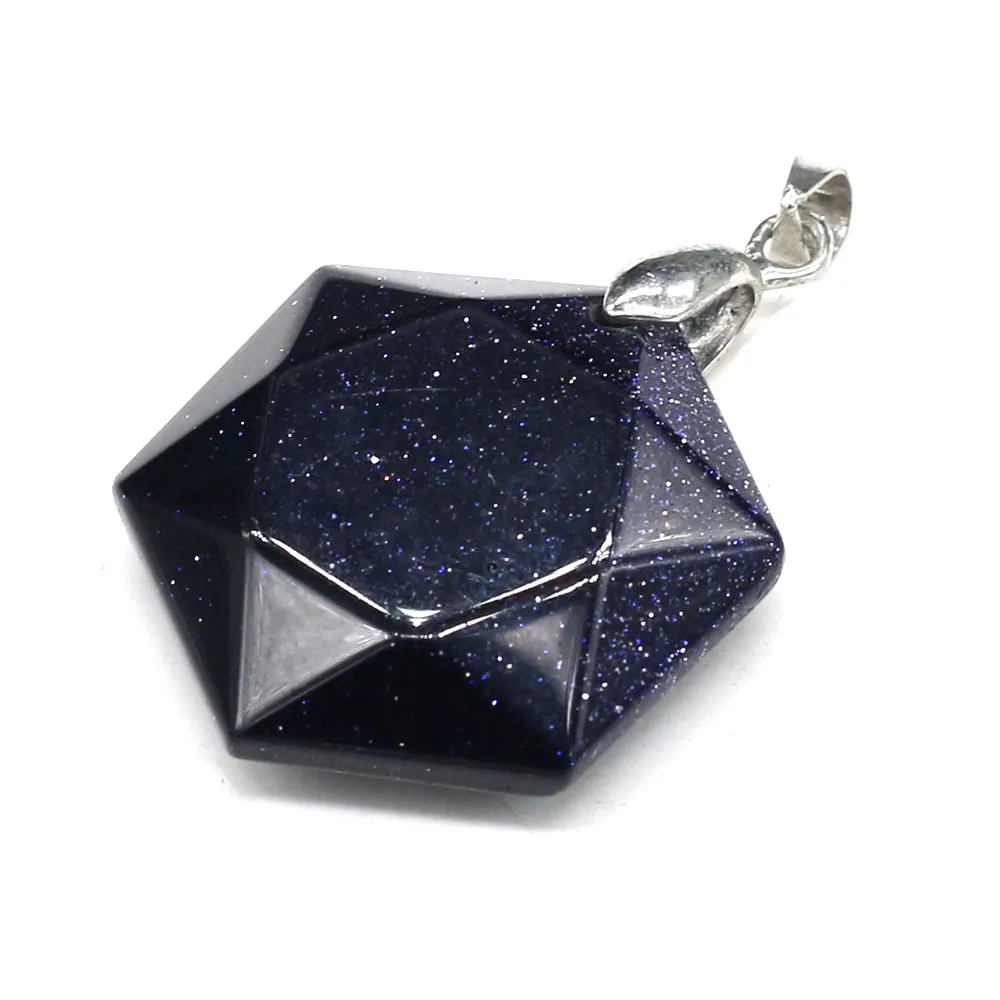 Colgantes de piedra Natural de la Estrella de David para mujer y hombre, amuleto hexagonal de lapislázuli, Ópalo, fabricación de joyas, collar, amuleto, 1 ud.