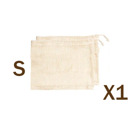 S-19x25 cm 1 шт многоразовая сумка для Овощей Сетчатый Мешок из хлопка Многоразовые продукты сумки кухонные овощные Фрукты Эко сумки шнурок хозяйственная сумка - Цвет: S-19x25 cm