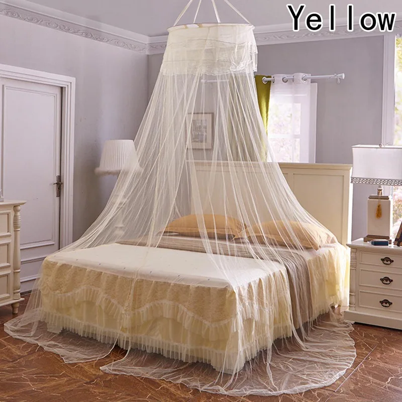 YW Elegant Lace Mesh Canopy Princess Round Dome Bedding Net Bed Mosquito Netting Hot Sale - Цвет: YW