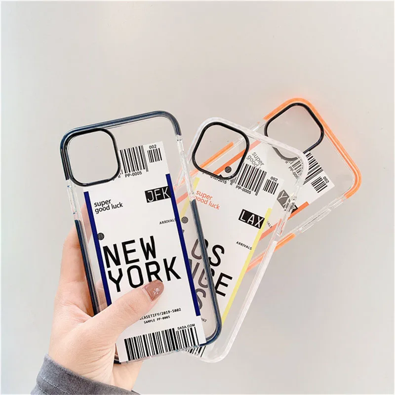 Lovebay INS Air билетов яркие цвета прозрачные чехлы для iPhone 11 Pro XS Max XR X 7 8 Plus город штрих-код этикетка Мягкий ТПУ задняя крышка