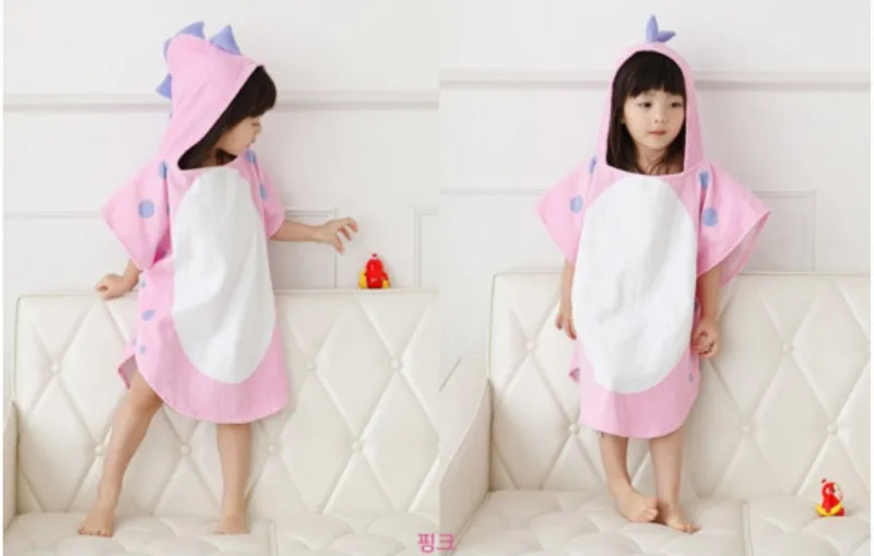 infant baby cotton absorbent breathable children cartoon bathrobe dinosaur bath towel with cap T812