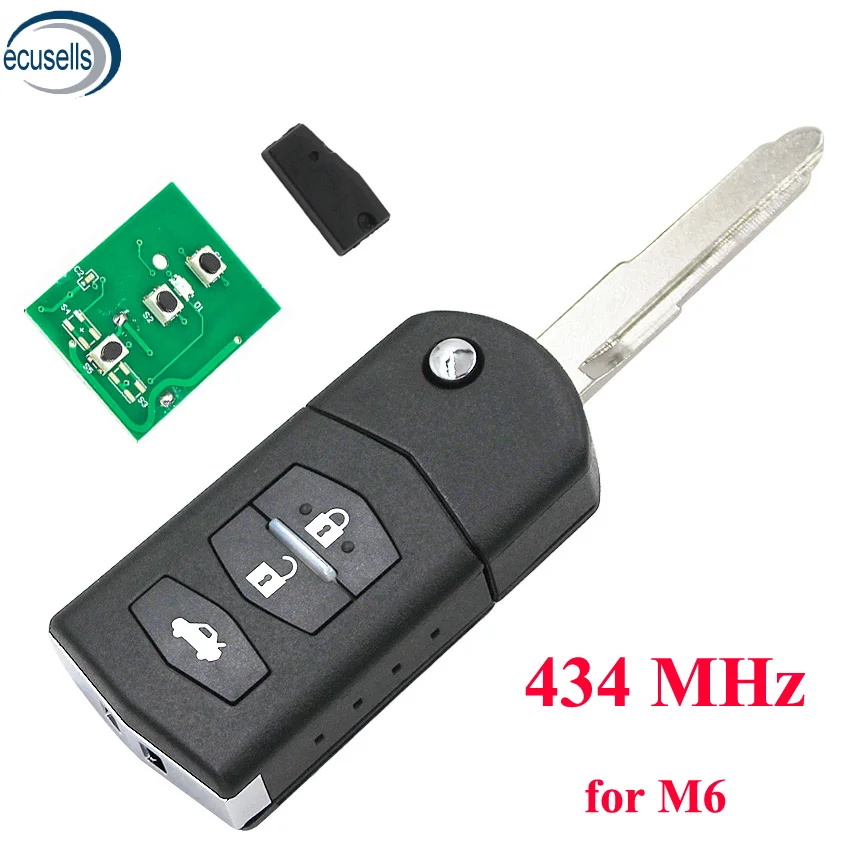 2 кнопки 3 кнопки флип дистанционного ключа Fob 433 МГц с чипом 4D63 для M5 Mazda 5 M3 M6 - Количество кнопок: 3BTN